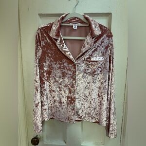 Victoria’s Secret Velvet Button-Up Pajama Top with Heart Pocket